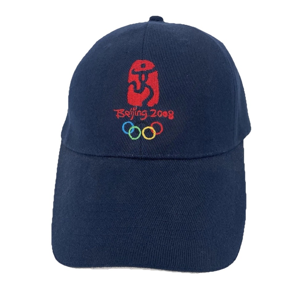 Beijing 2008 Summer Olympics Navy Adjustable Strap back Hat Baseball Cap Cotton
